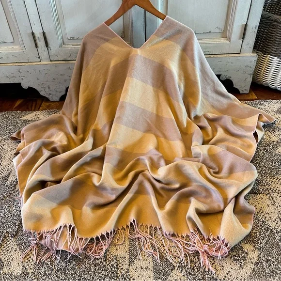 New Bohemian Stripped Fringed Blanket Cardigan Sweater Wrap Top Shawl - Picture 7 of 11